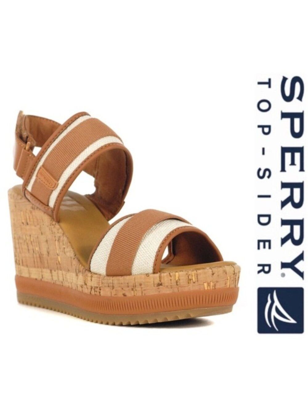 Sperry | Tan and Cream Kennedy Wedge Sandals | Size 10